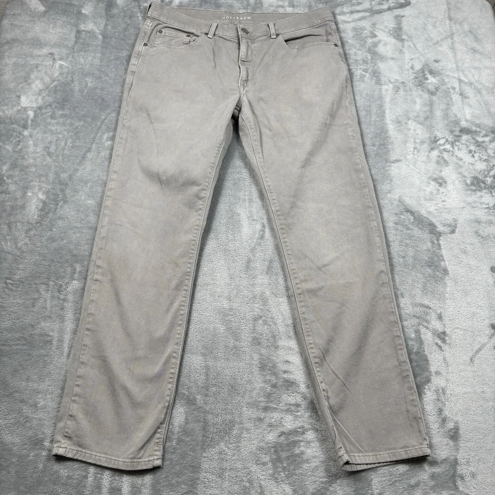 Mott & Bow Jeans Mens 35x30 Grey Slim Stretch Tapered Slim Merc Sadd Denim